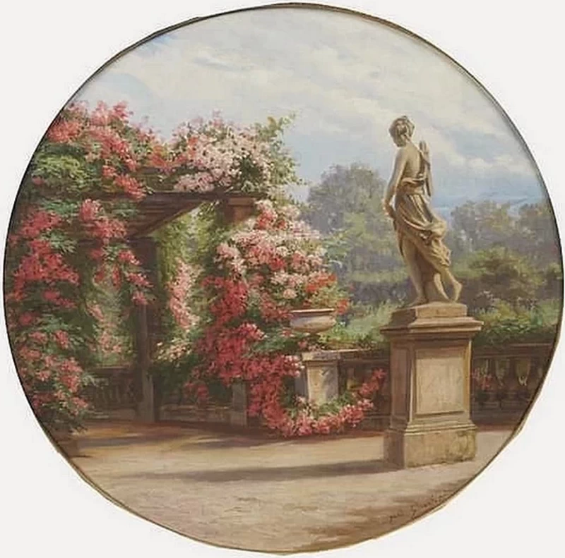 Giardino con statua